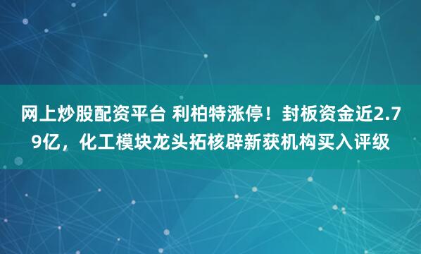 网上炒股配资平台 利柏特涨停！封板资金近2.79亿，化工模块龙头拓核辟新获机构买入评级